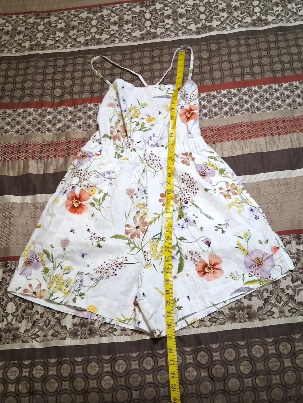 H&M Wildflower Meadow Collection Floral Linen/Organic Cotton‎ Blend Romper SzM